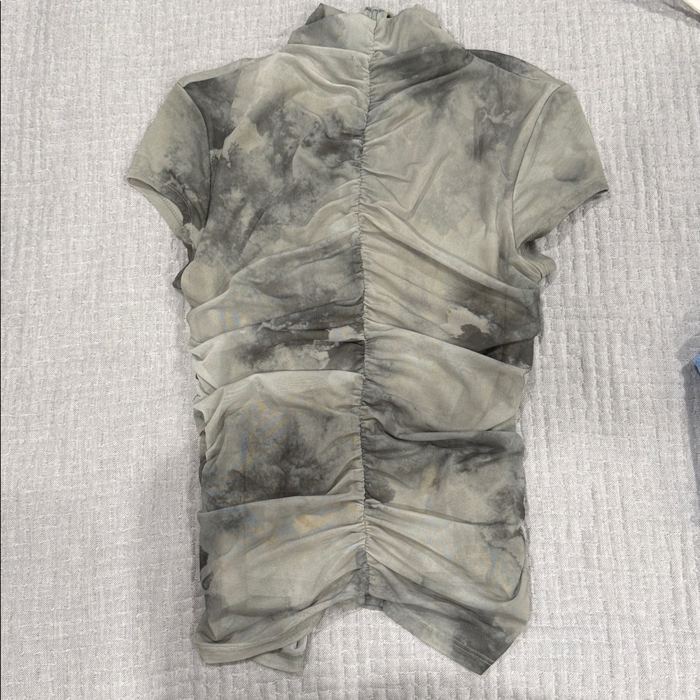 Zara Gray and Black Mesh Top